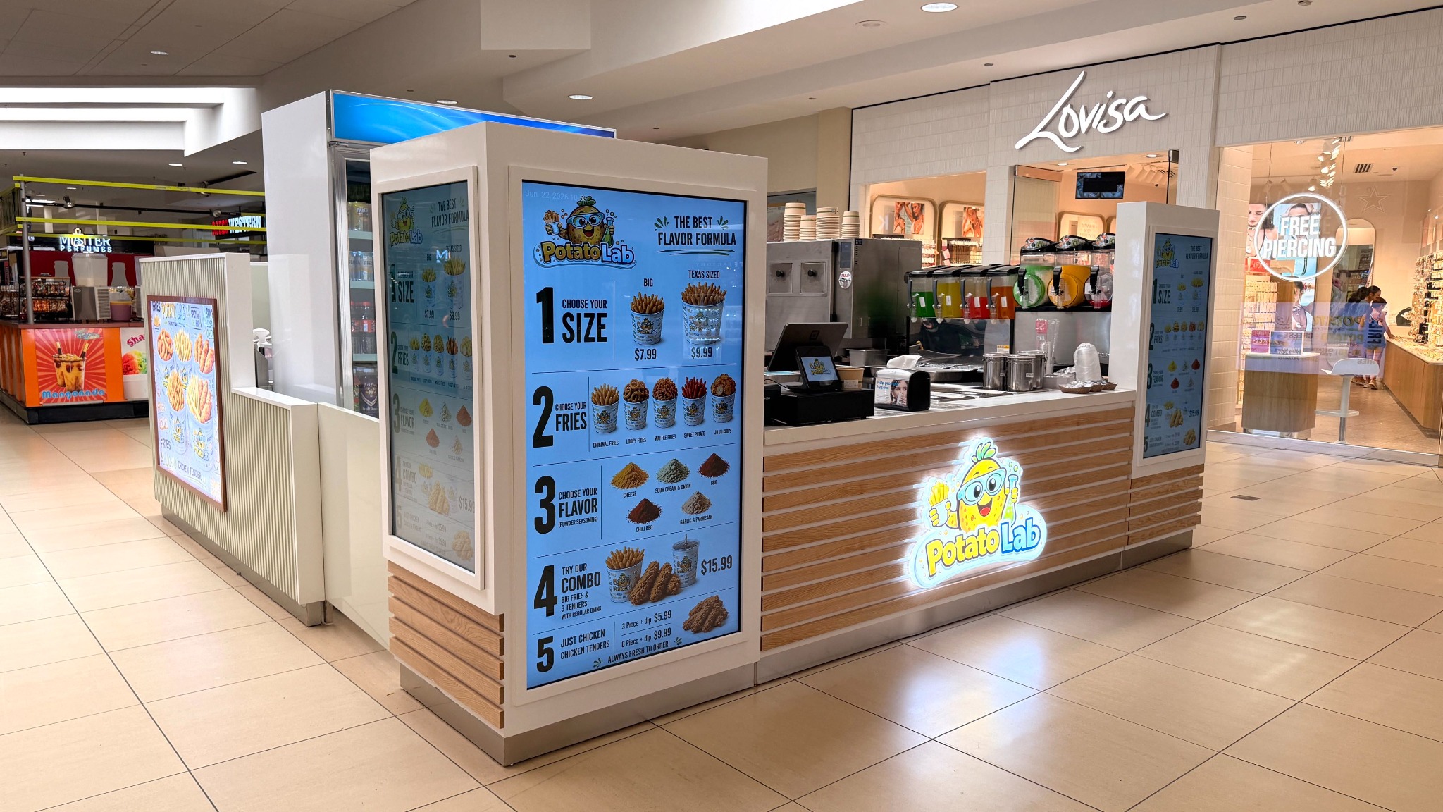 Potato Lab kiosk at Midland Park Mall
